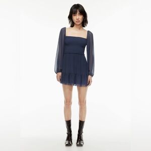 Aritzia Wilfred Navy Sheer Dress